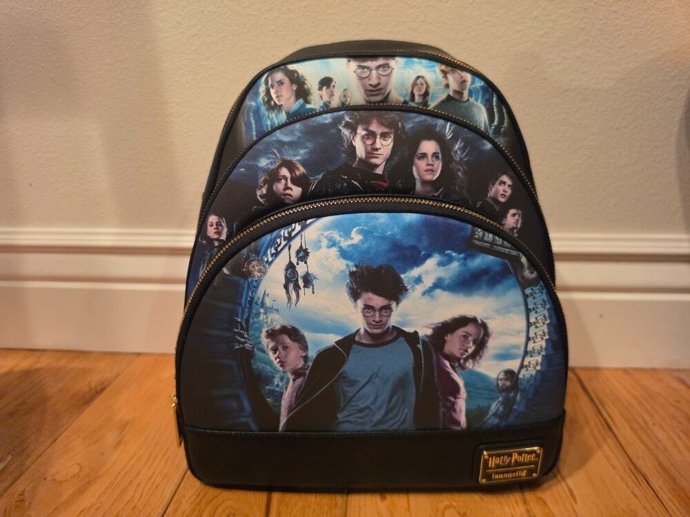 Loungefly Harry Potter Trilogy Movie Poster Triple Pocket Mini Backpack NWT